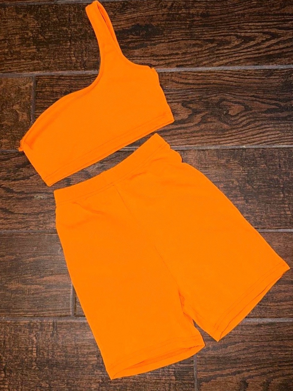 Womens Orange Ribbed set  - Versatile Activewear